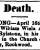 William Wield Armstrong&#039;s Death notice 1913